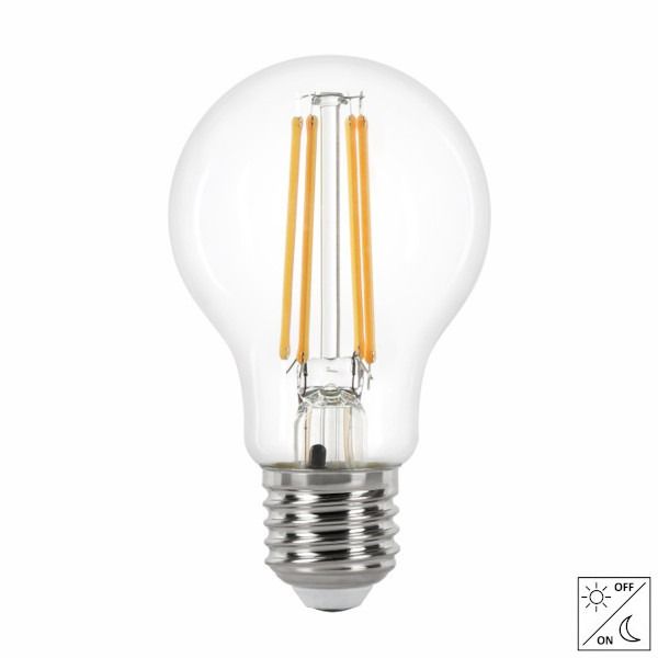 E27 7w Led Filament Lamp - 2700K Warm Wit - 806 Lumen, Schemersensor / Daglicht Sensor