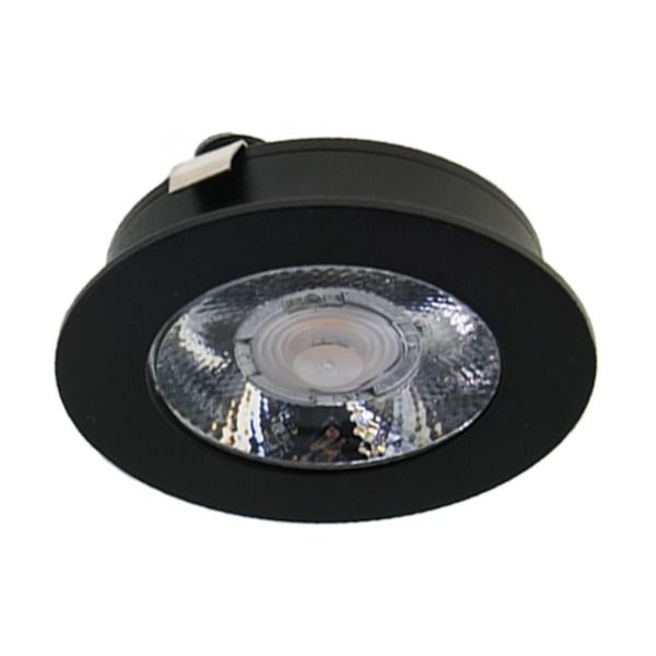 LED Meubelspot Baston Zwart 3 Watt - 12V - 2700K - Ø63x15mm - IP44