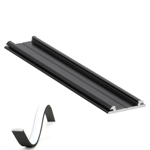 Buigbaar Aluminium Profiel Zwart voor 230V Ledstrip 10 cm - Arc 12 - 20x3,3mm - 1 meter