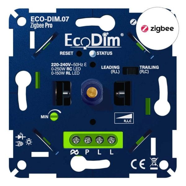 LED Dimmer 230V Zigbee - Pro - 0-250W - Druk/Draai - Inbouw - ECO-DIM.07