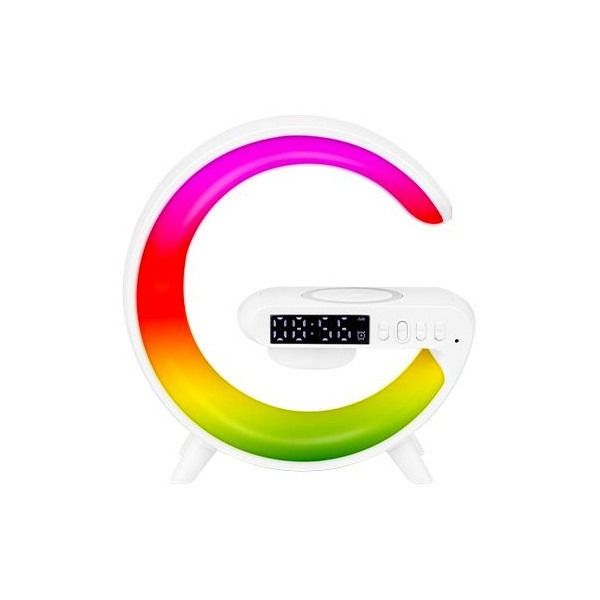 LED G-Shape RGB Bureaulamp met bluetooth speaker, klok en draadloos opladen - 155mm