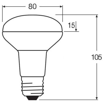 LED E27-R80 LEDVANCE Spiegellamp 4,9 Watt - 345Lm - 2700K - Dimbaar