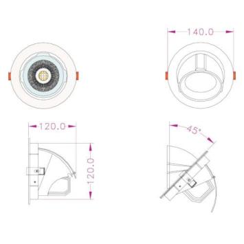 Kantelbare LED Downlight 10 Watt - COB - 1000Lm - Ø140x120mm - 30°