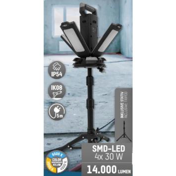 LED Werklamp Four Head 4 x 30 Watt - Inklapbaar - 14000 Lm