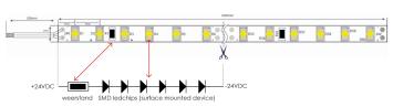 Ledstrip 24 Volt 4000K - Koel Wit - 5 meter - IP65 - 60xSMD5050/m