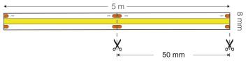 COB Ledstrip 24 Volt - 2700K - 5 meter - 320LED/m - 8W/m - IP20