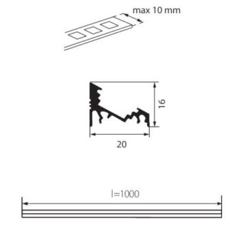 Aluminium Hoekprofiel voor Ledstrip 230V 10 cm - 20 x 16 mm - Corner 10