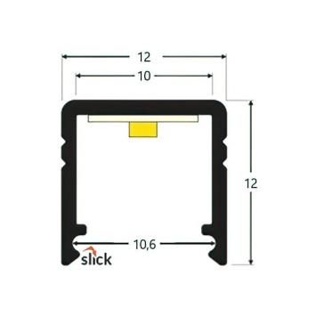 Zwart profiel (Smart 10) voor Ledstrip 230 Volt - 12 x 12 mm - 100 cm