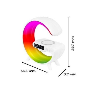 LED Bureaulamp G-Shape RGB - Bluetooth speaker, klok en draadloos opladen - 155 mm