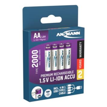 Oplaadbare AA Batterijen - 4 Stuks - Met USB Poort